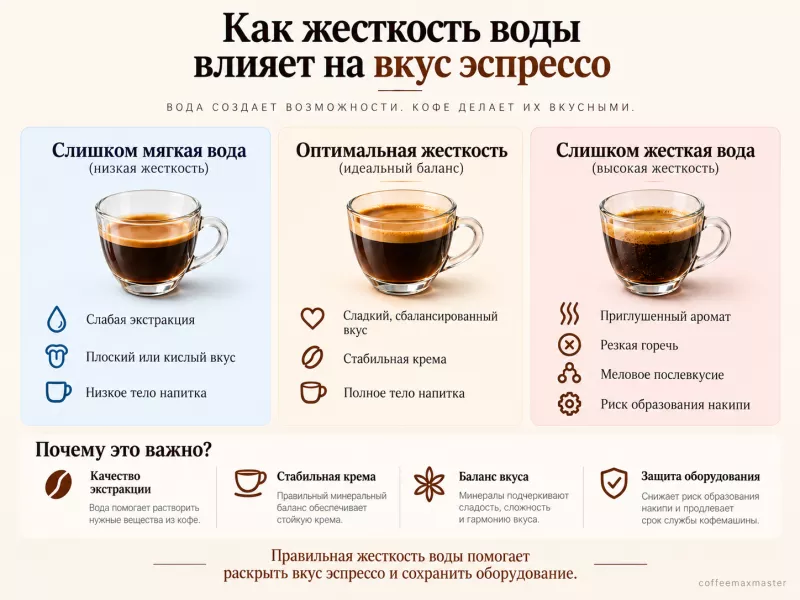 Как жесткость воды влияет на вкус эспрессо