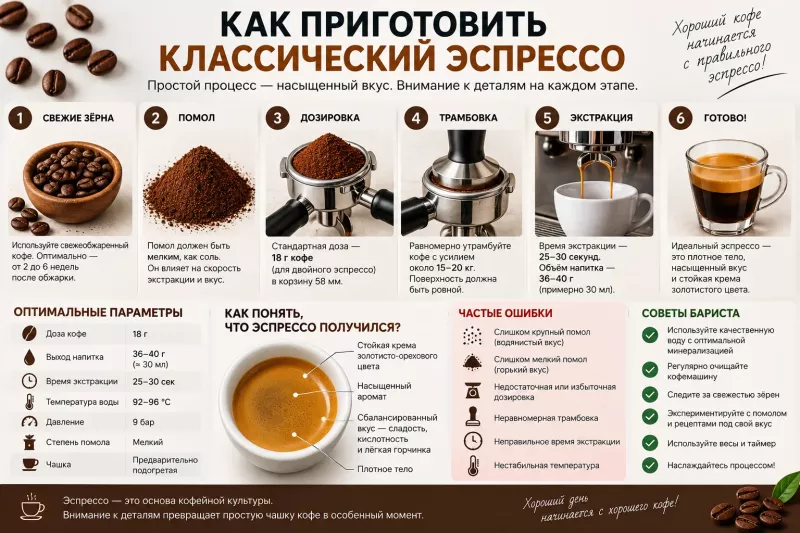 Как приготовить классический эспрессо