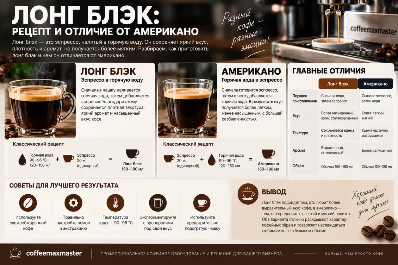Лонг блэк: рецепт и отличие от американо