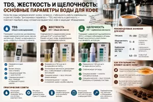 TDS, жесткость и щелочность: основные параметры воды для кофе